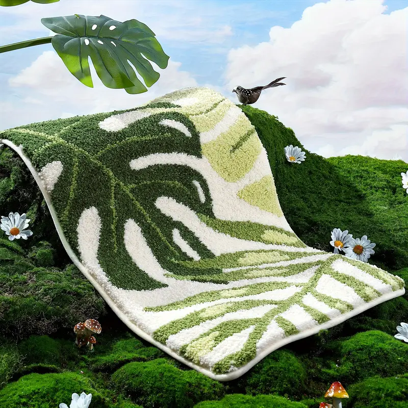 one piece of rainforest bathroom floor mat absorbent pad in use bath rug mat flocked toilet mat Product details 2