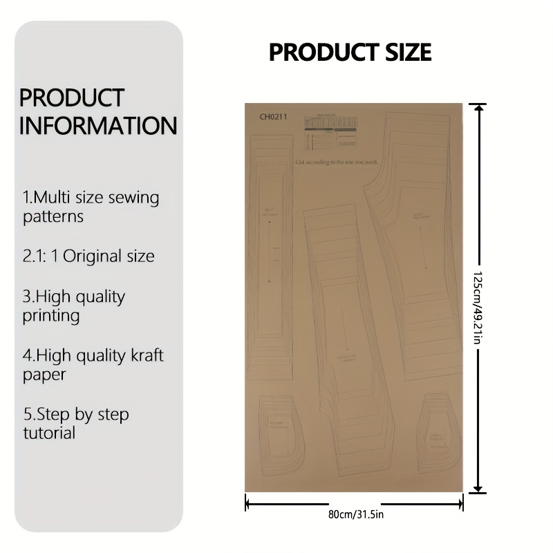 TEMU Schemi di cucito per pantaloni Anthony taglia 9 (6M-10Y), con in 1:1, ideali per principianti, prototipi di abbigliamento e modelli per sartoria