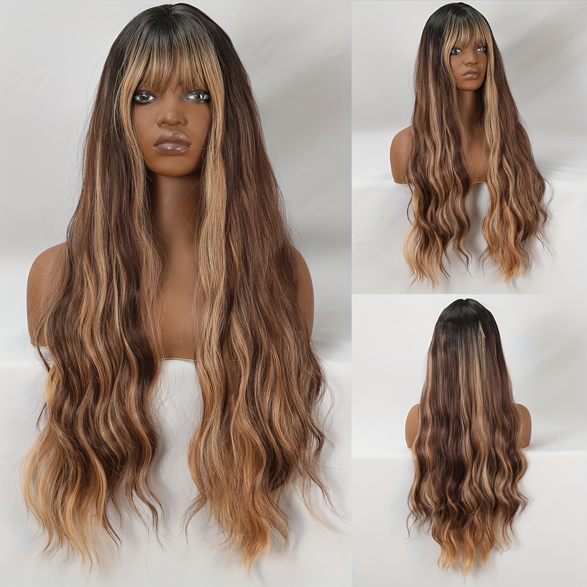 

Charming Brown Bangs Wig-heat-resistant, Easy To Shape, Natural And Full, With A Comfortable Rose Net Hat, Suitable For Daily Life And Various Activities (30 Inches)