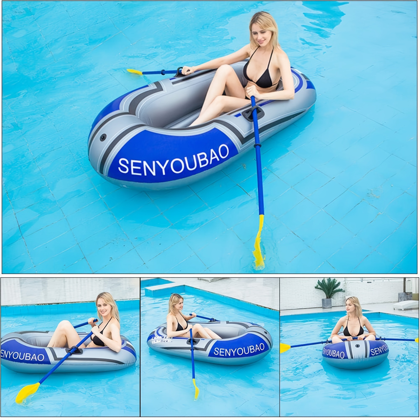 Inflatable Boat Kayak Inflatable Boat Pvc Rubber Fishing - Temu