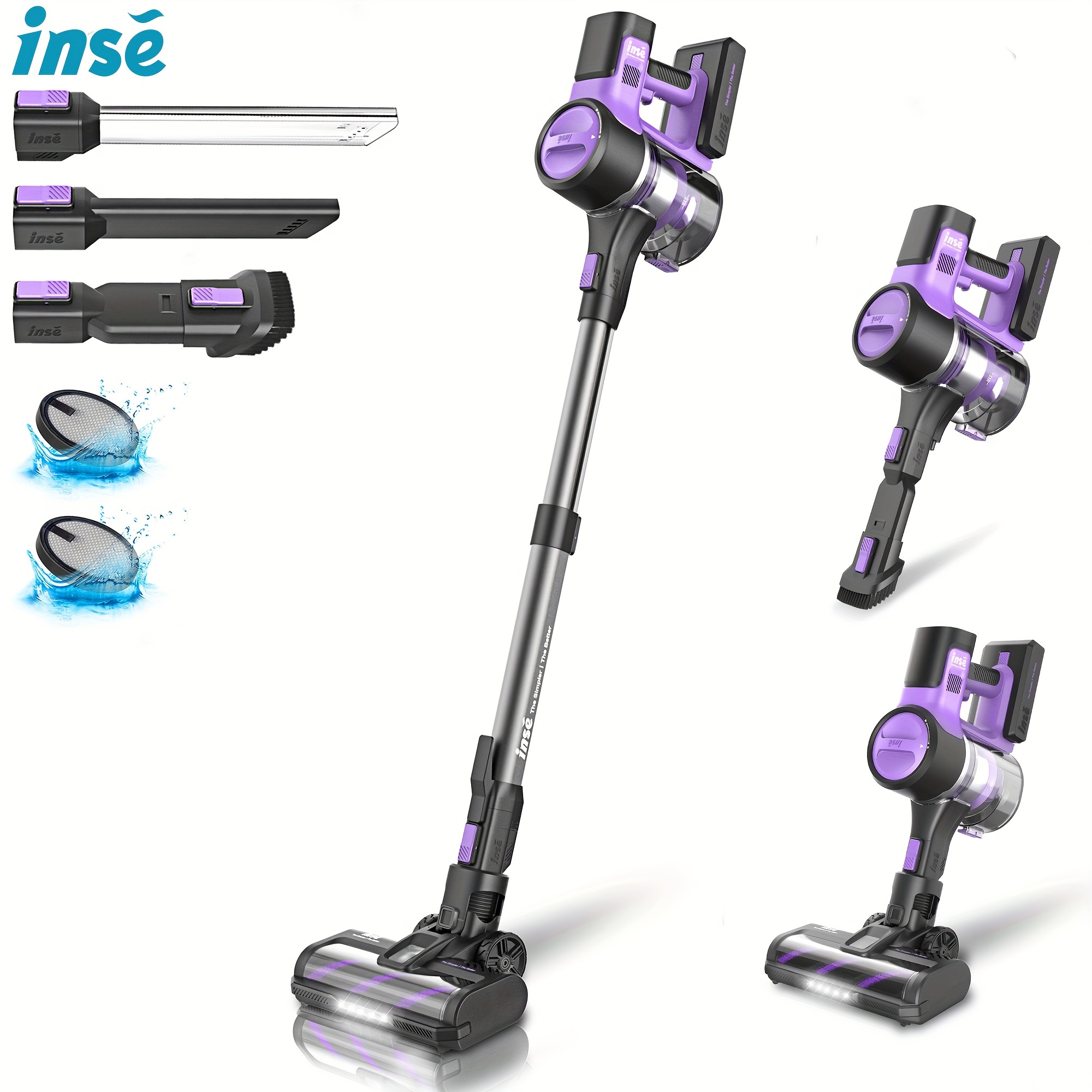 TEMU Inse S10 Cordless Vacuum Cleaner For Home, Running Time 45 Minutes, Low Energy Consumption, 50.58 Oz Dust Cup, For Hardwood Floors, Carpets And Pet Hair