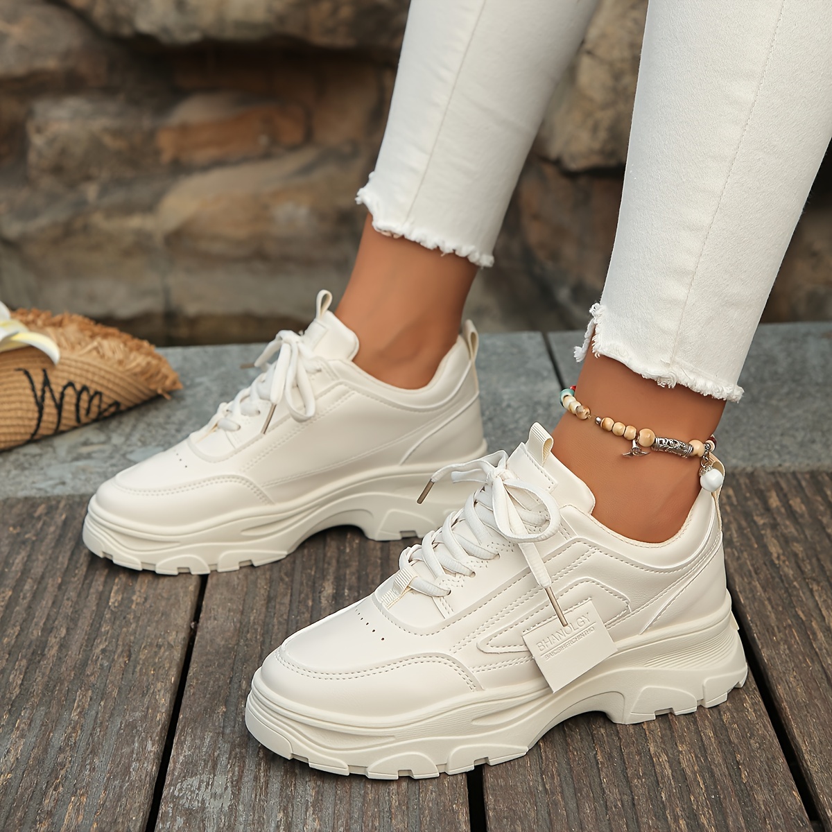 Chunky Platform Vegan White Platform Sneakers Darker Wavs Vegan