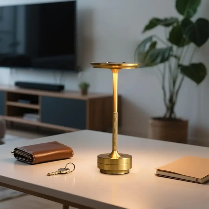 1pc control bedside table lamp with usb port adjustable brightness golden metallic usb powered led desk lamp with usb port Product details 5