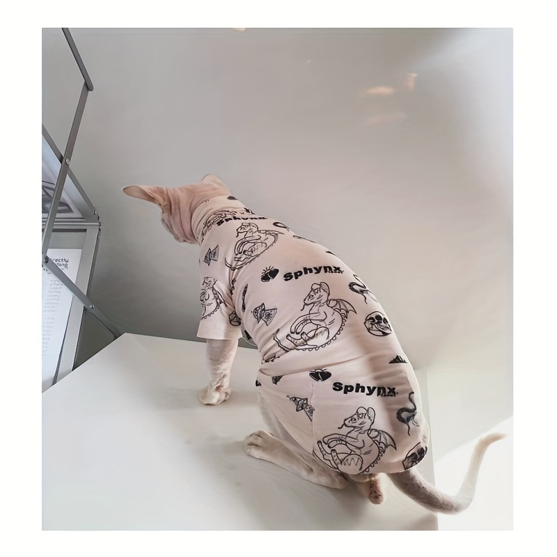sphynx cat tattoo print shirt fit pullover polyester Temu United