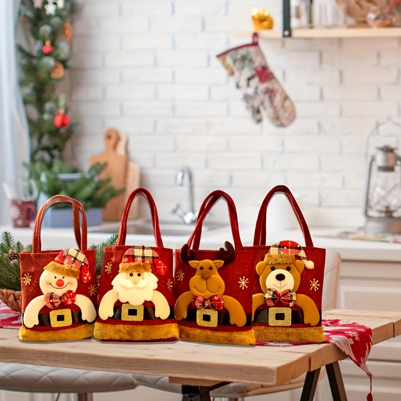 

4pcs Christmas Bag Set - Doll , Snowman, & Bear For Presents And Favors