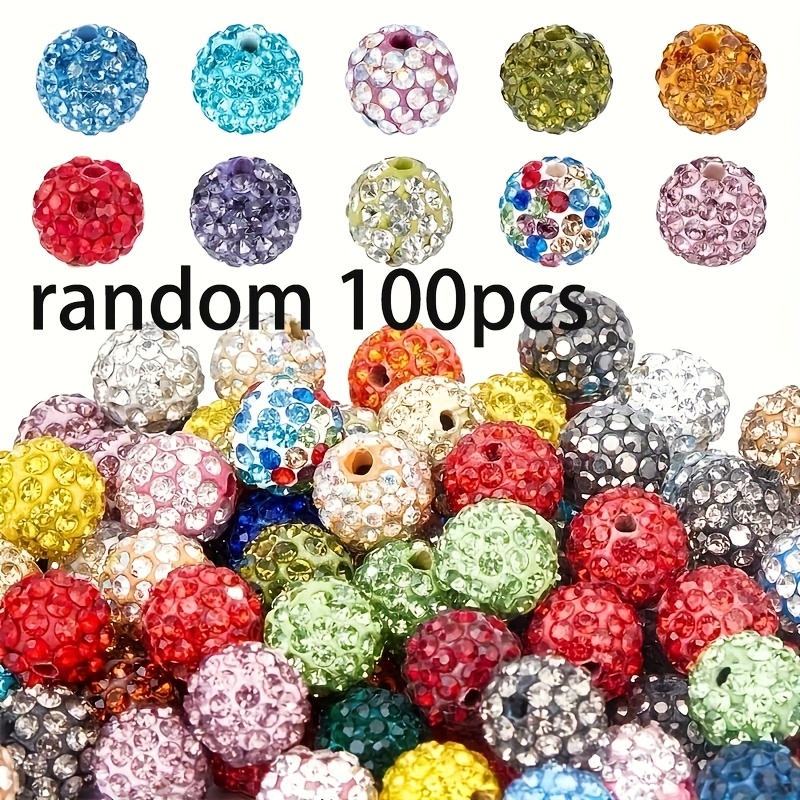 TEMU 100/200pcs 8mm Beads For Diy Handmade Accessories, Mixed Color Polymer Clay Round Beads, Suitable For Summer Glitter Pens, Bracelets, Necklaces,