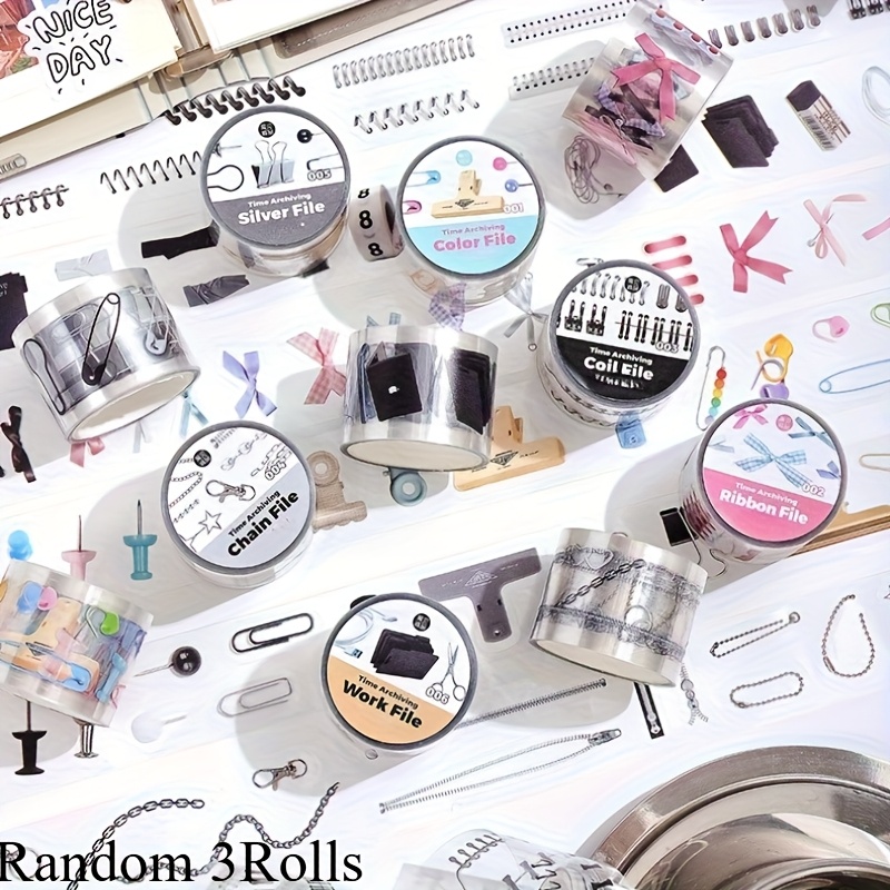 E-shop 3 Rollen Vintage Journal Tool Material Collage PET-Klebeband, selbstklebende Aufkleber für Scrapbooking, Tagebuch, Kartenherstellung