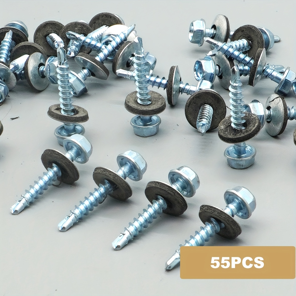 Hex Head Screws With Sealing Washers|composite Washer Drill Tail Leak-proof|hex Washer Drill Tail Fastening|silver Metal Black Washer |m4.8 19/25/32mm