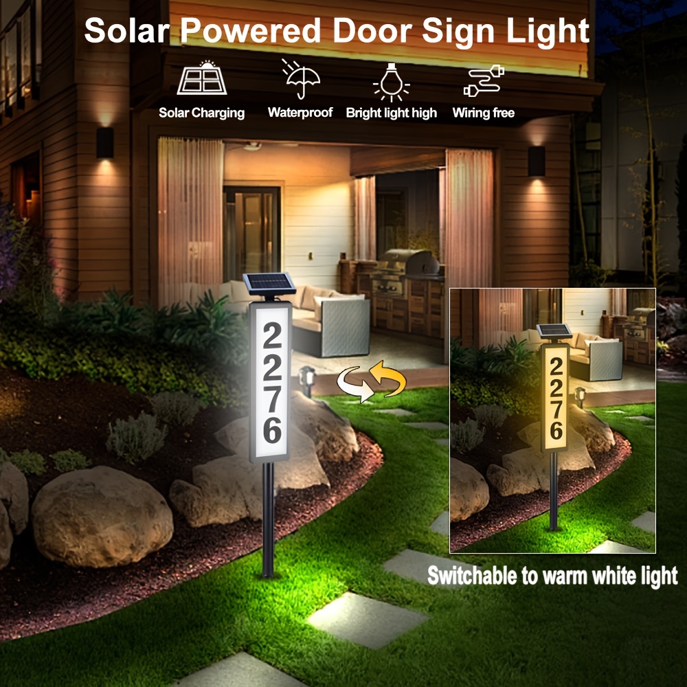 

1pc Solar Powered Led Door Number Sign Colour Switchable, Solar Powered Door Number Light For Outdoor Homes, Gardens, Car Parks, Shopping Malls