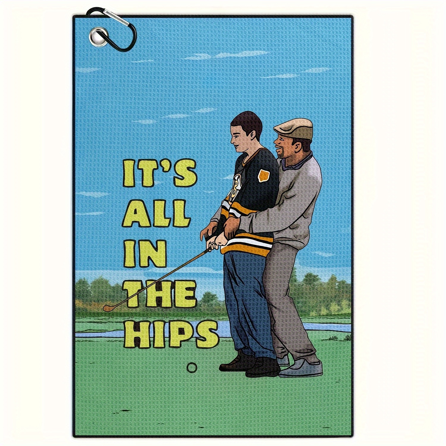 TEMU Microfiber Golf Towel With Cartoon - Super Absorbent Woven Polyester & Polyamide Blend - Contemporary Style With Hip Movement Design - For Golf Bags - Ideal
