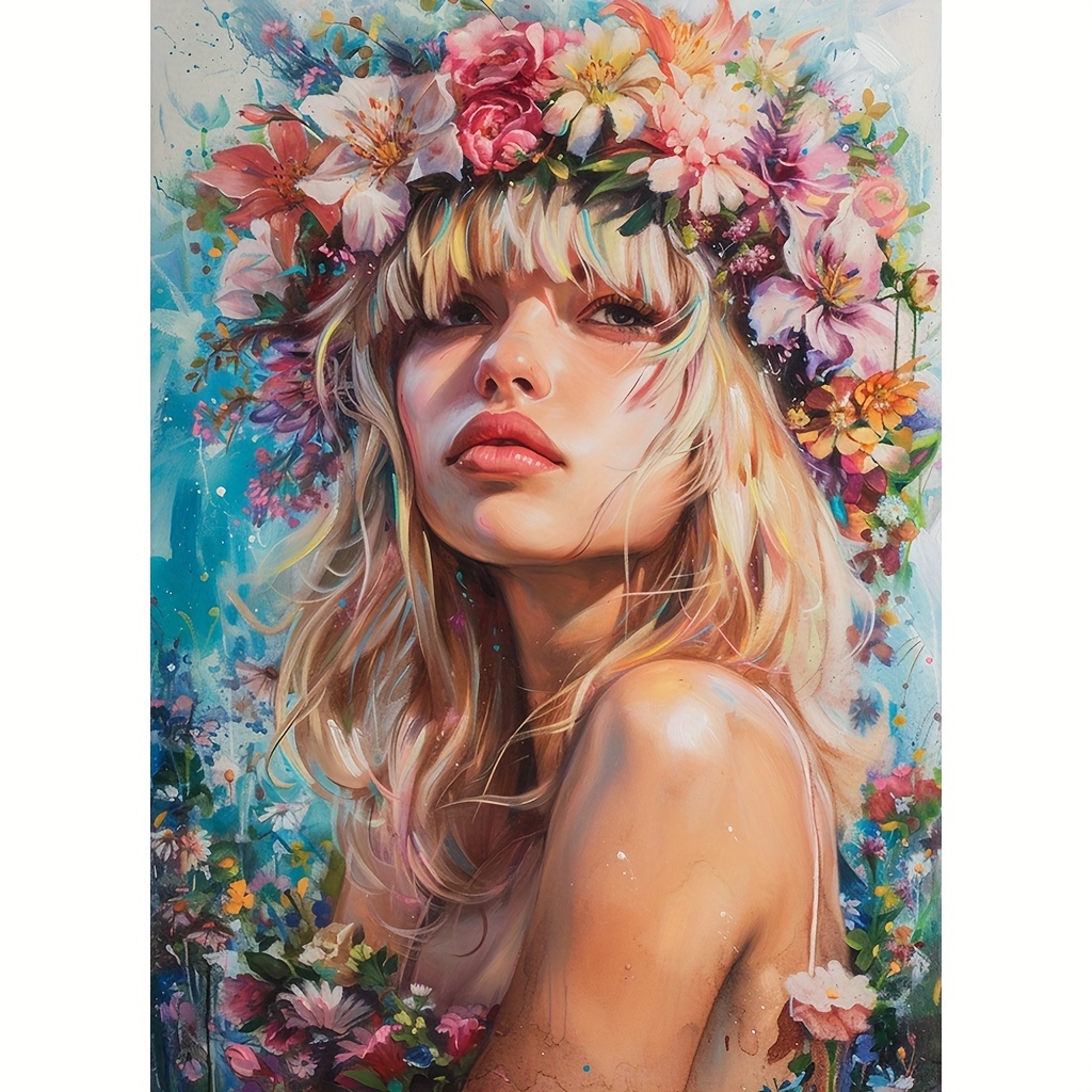 

1pc Large Size 30x40cm/11.8x15.7in Without Frame Diy 5d Artificial Diamond Art Painting Beautiful Woman, Full Rhinestone Painting, Diamond Art Embroidery Kits, Handmade Home Room Office Wall Decor