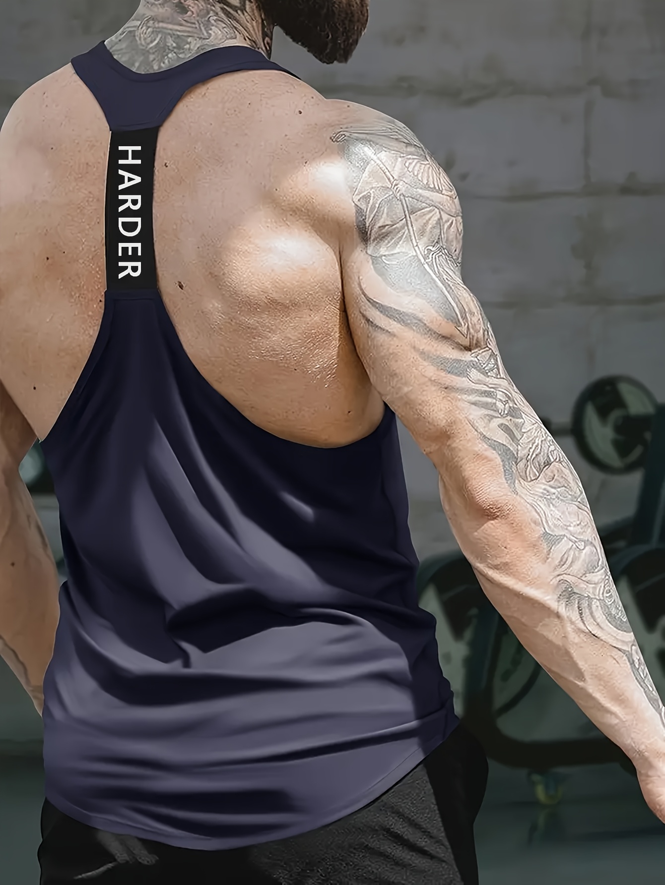 1pc Tongtongbang Men's Quick-Dry Breathable Workout Tank Top - High Elasticity Slim Fit Sleeveless Shirt with HARDER Letter Print for Gym Training & Summer Casual Wear, Quickdrying Fabric, Gym Clothes