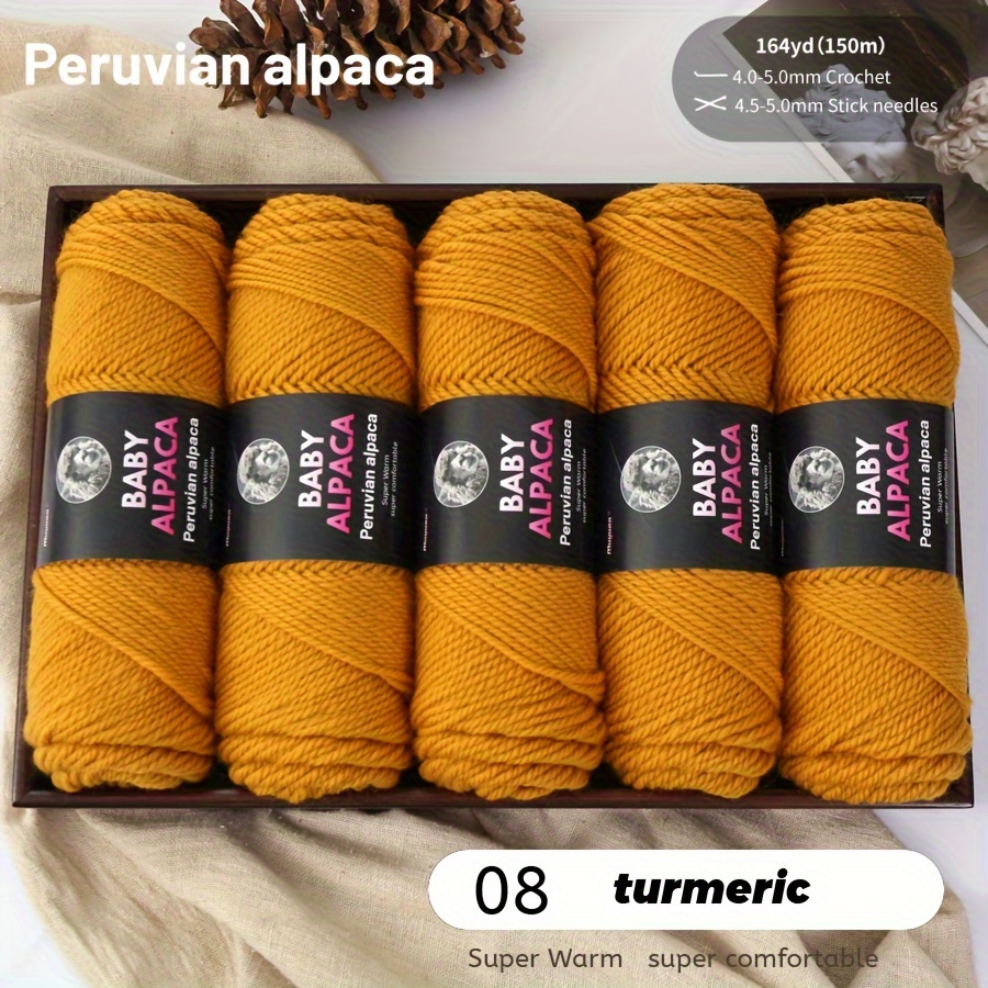 Alpaca Wool Yarn-5 Balls/500g, 95% Alpaca Yarn And 5% Acrylic, Suitable For Knitting And Crocheting, Sweaters, Jackets, Vests, Shawls, Scarves And Hats-warm And Soft, Optional