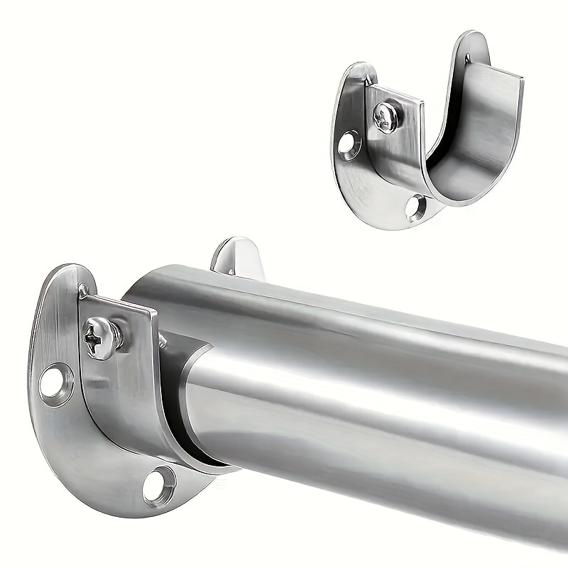 

2pcs Heavy-duty Stainless Steel Rod Brackets With Thickened Flange - Ideal For Support, Towel Bar