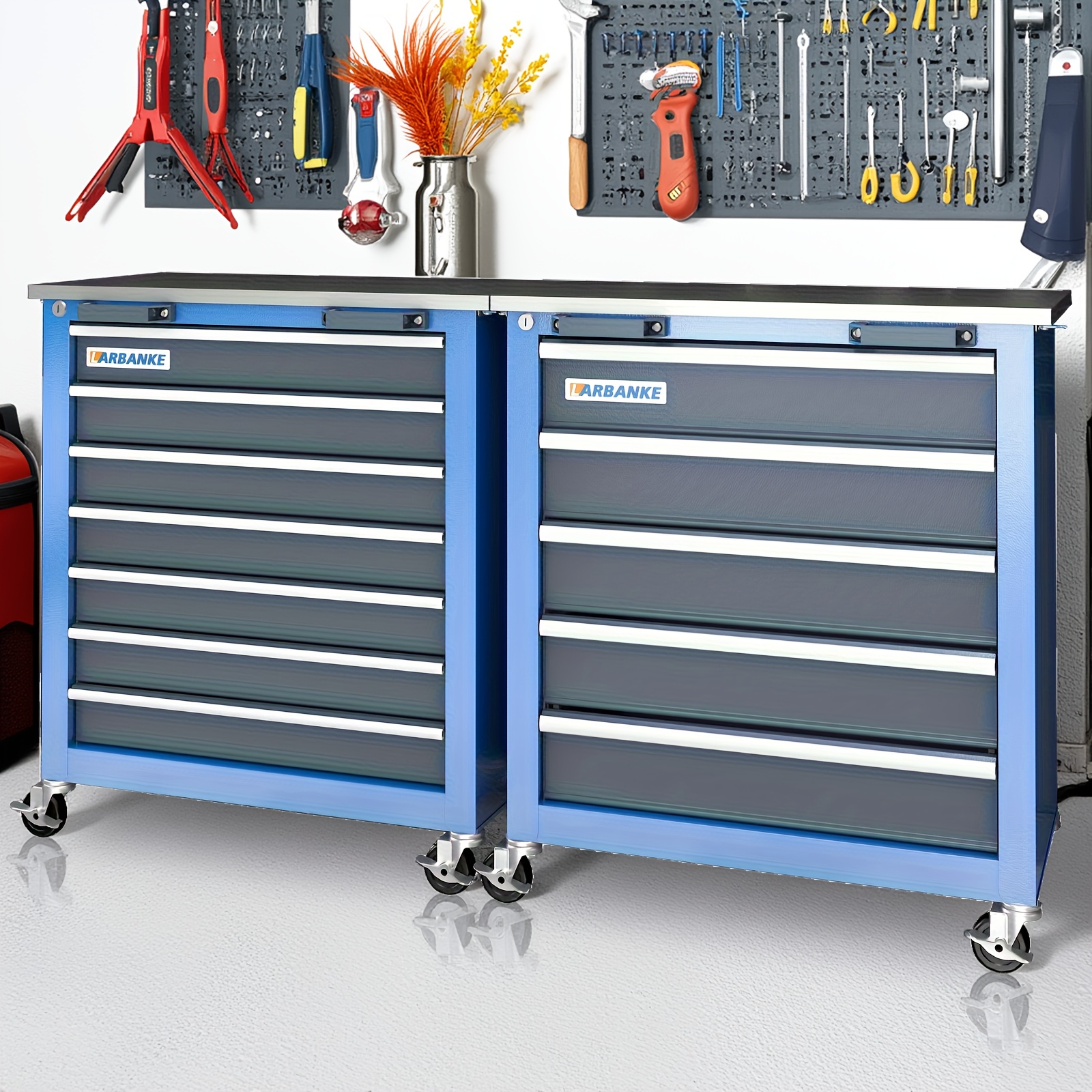 Combination Tool Cabinet, 5+7 Tool Chest, With Connecting , 5 Drawers, 7 Drawers, Double Door Tool Cabinet, For Workshop And Home