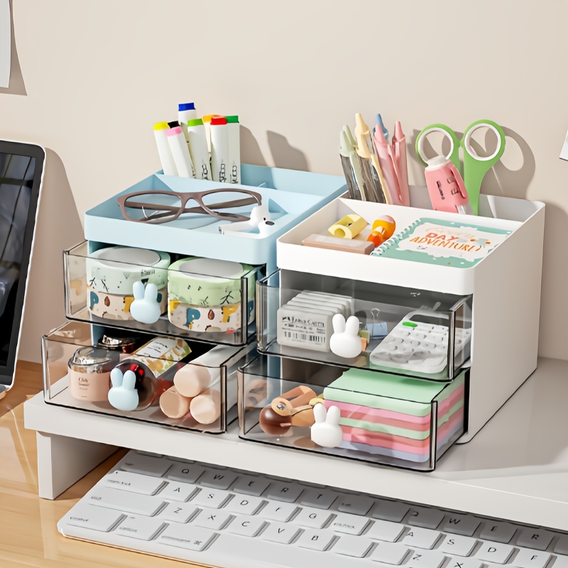 

Large Capacity Cosmetic Storage Box, Desktop Office Storage Rack, Stationery Desk Pen Holder Tabletop Storage Rack, Suitable For Office, Bedroom, Bathroom