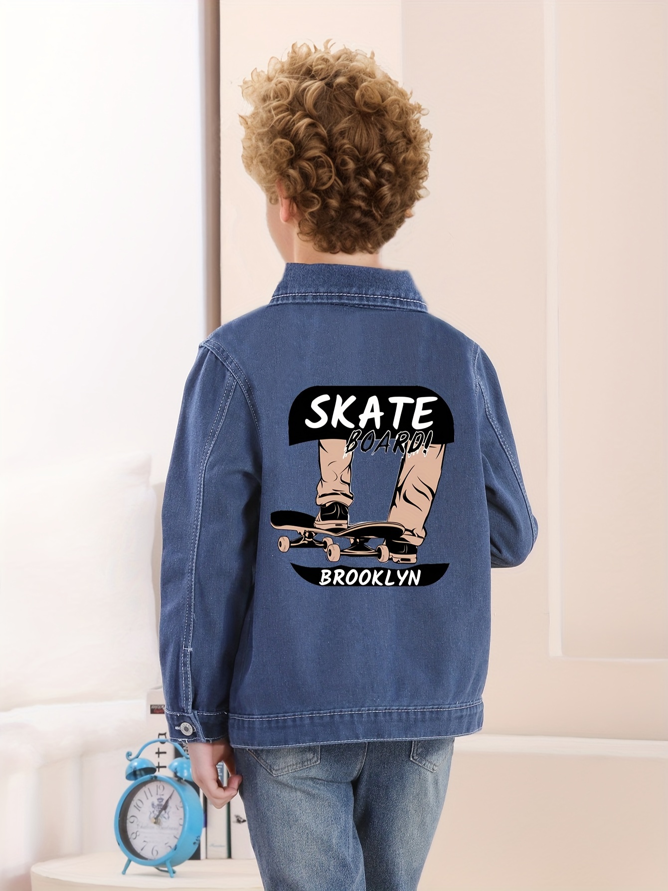 casual printed ripped boys denim jacket kids' fashion - Temu Georgia