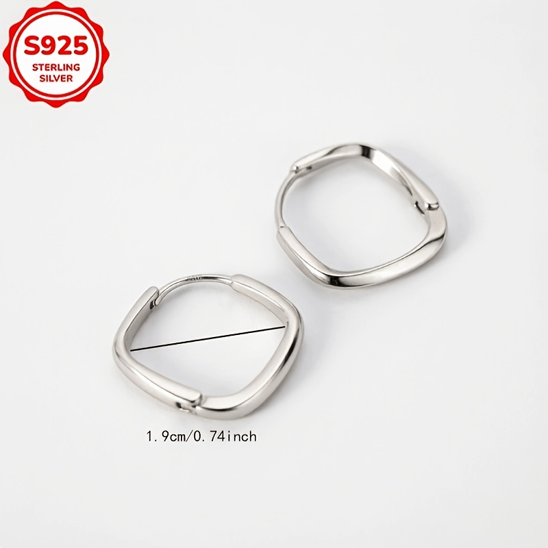 Women's S925 Minimalist Geometric Square Hoop Earrings