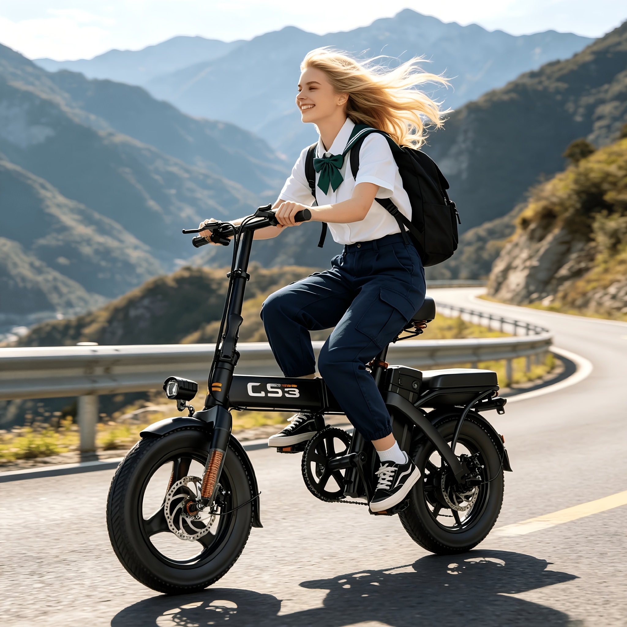 Image of 14 Inch Electric Mountain Bike, 250w Motor 48v Battery 25km/h , Easy Safe Braking, Unisex Adult New Year Christmas Gift