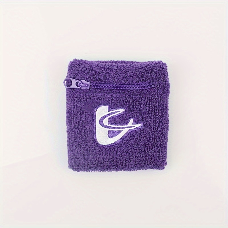 Image of Trendy Colorful Zipper Pocket Storage Sweat-absorbing Breathable Sports Cycling Basketball Fitness Wristband