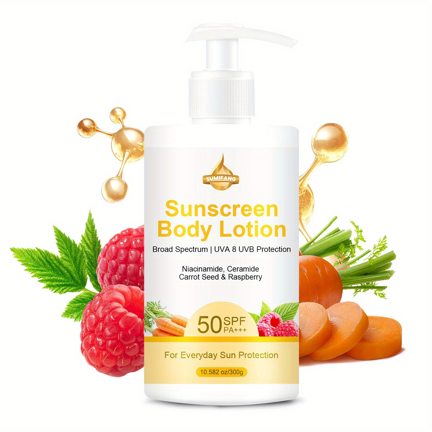 キャロットボディクリームキャロットナイアシンアミドセラミド配合SPF50肌を均一に保湿・保護さっぱりとしたテクスチャービタミンボディモイスチャライザーボディとフェイスの両方に適用300g