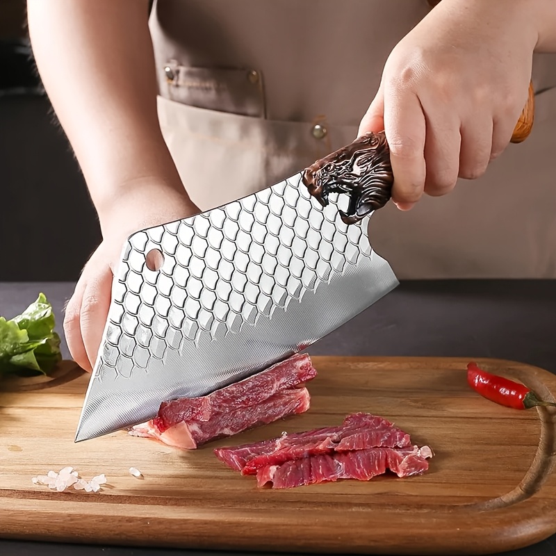 TEMU Multi-functional Stainless Steel Kitchen Knife Set-, Meat Cutter & Fish Scale Pattern Slicer With Handle-no Sharpening Needed, Durable & Ultra-sharp For Bone Chopping, Slicing & Meat Cutting