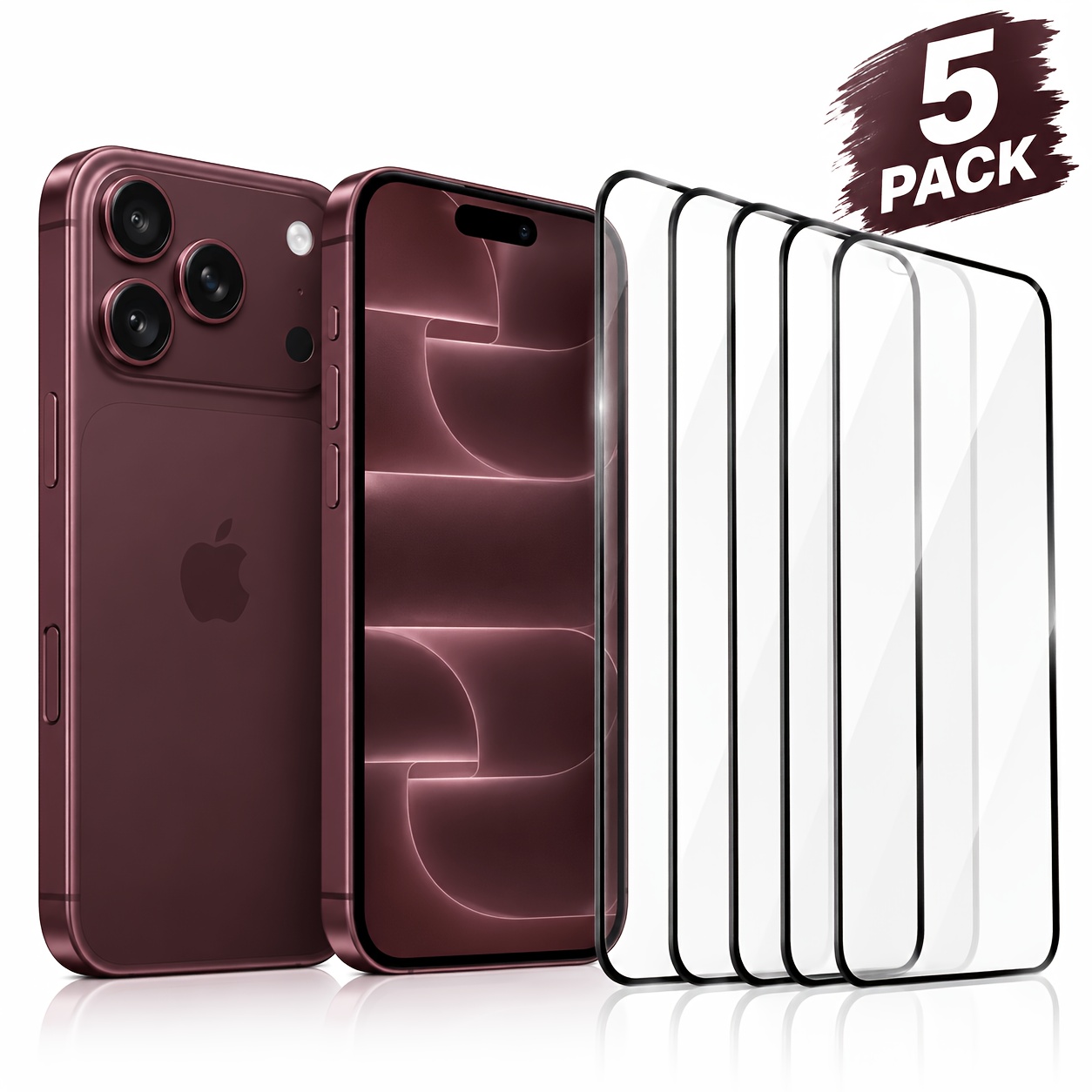 TEMU 5pcs Set Of Clear Hd Tempered Glass Screen Protectors, Suitable For Iphone 18 Pro Max, 18 Pro, 17 Pro Max/17 Pro/air/16 Pro