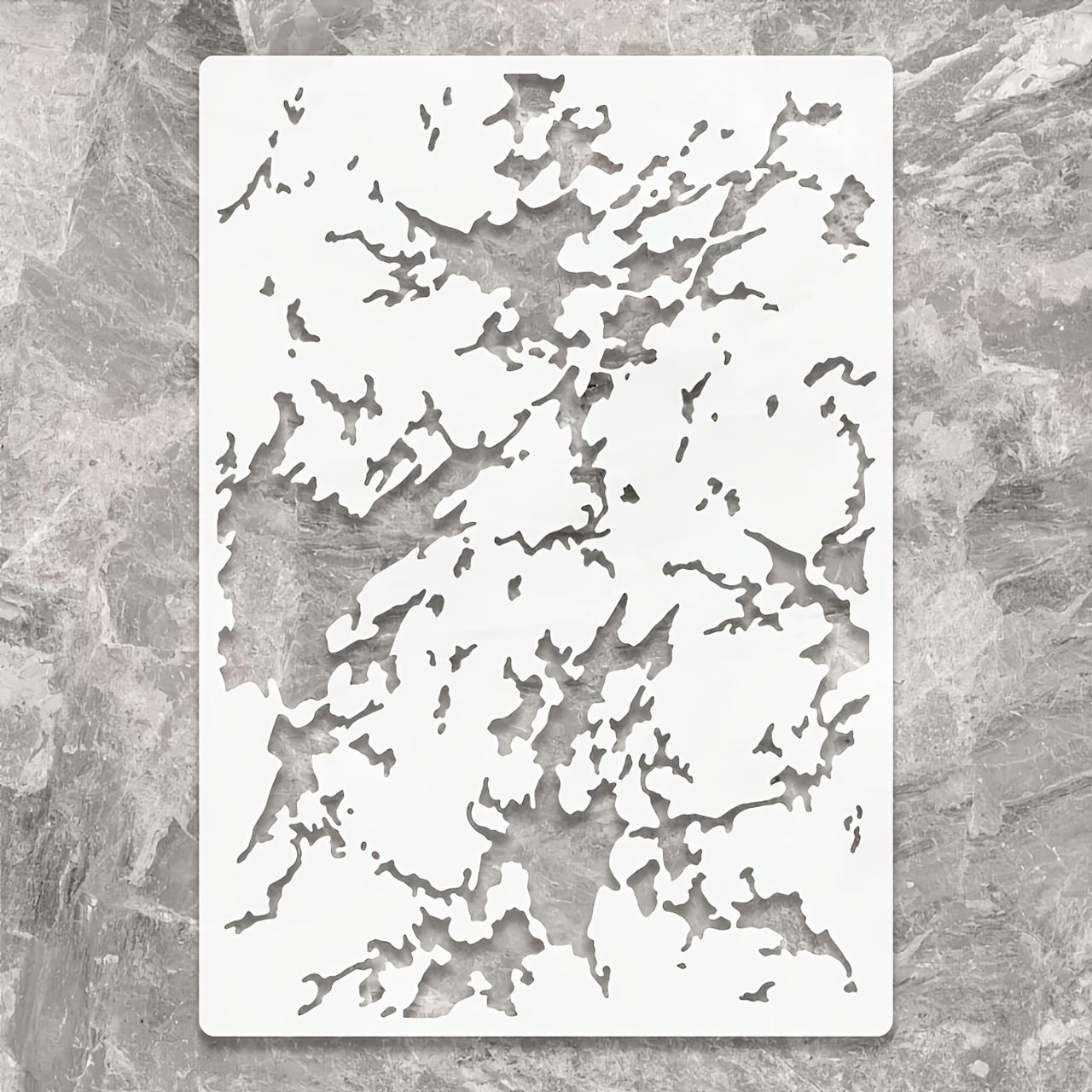 TEMU 1pc Marble Texture Hollow Stencil, 8.27 X 11.69 Inches, Plastic Ant Board, Suitable For Painting, Scrapbooking, Sticker Decoration, Large Wall