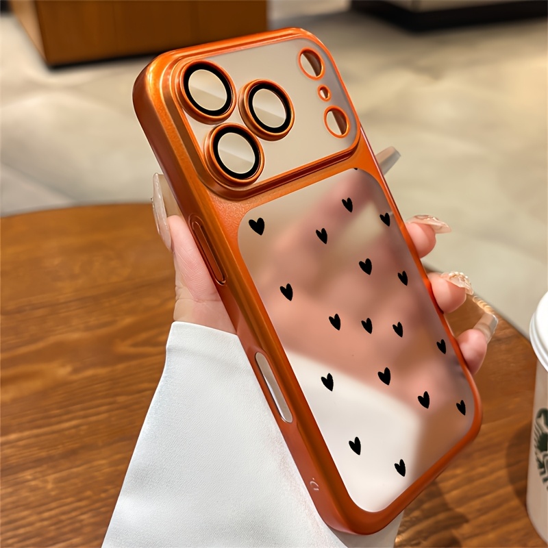 TEMU Black Heart Phone Case, Luxury Premium Pc Matte Electroplated With Camera Lens Protection, Compatible With Iphone 17 Pro 15 14 13, Christmas