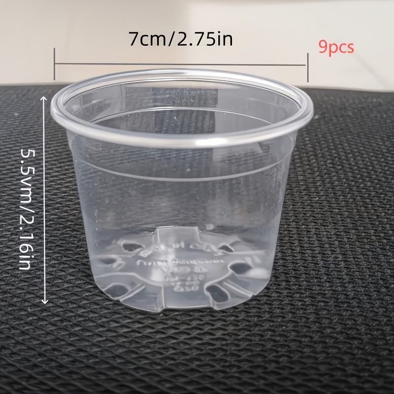 TEMU 9pcs Clear Plastic Pots With Drainage Holes, Durable Seed Starting Pots For Gardening Plants Sowing Starter Pots, Modern Round Seedling Pots For