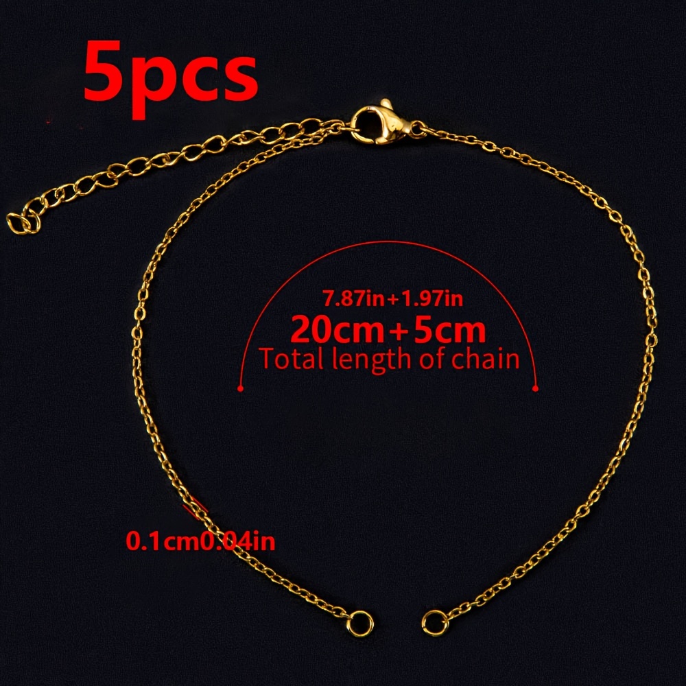 TEMU MINGXUAN 5pcs Bracelets en Acier Inoxydable Ajustables avec Fermoir - Fournitures pour la Fabrication de Bijoux DIY, MINGXUAN