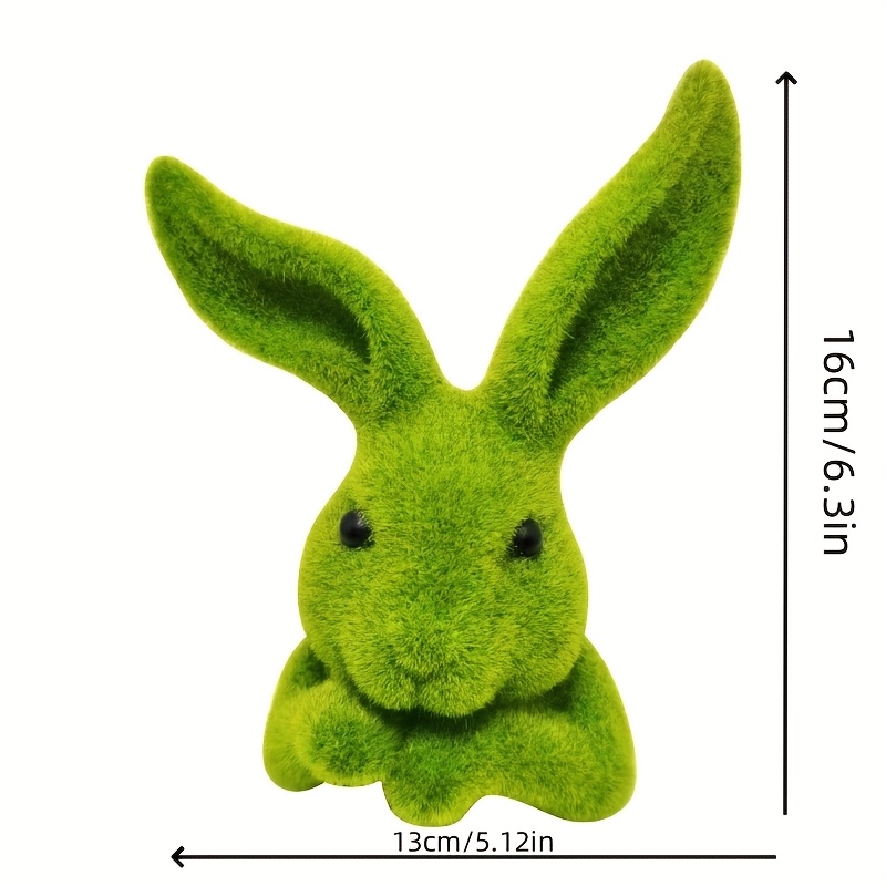E-shop 1 Stück, Moos-Plüsch-Hase klassische Osterstatue Deko, Garten-Rasentier-Dekoration, Harzhandwerk, geeignet für Zuhause und Bürodekoration,