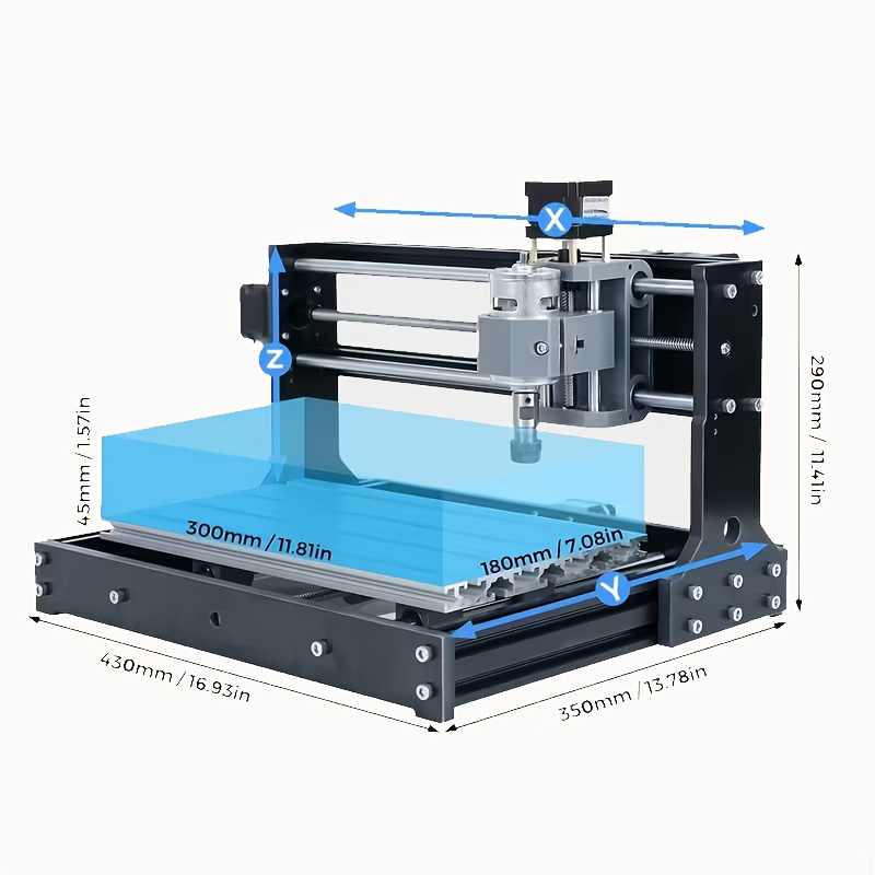 fresadora cnc  ,   mejorado 3018s placa de control principal, fresadora cnc de 3 ejes para grabar plástico acrílico, nailon, pcb, tablero de fibra de carbono, área de   de ejes xyz  180x45mm (11.81x7.08x15.74 pulgadas)