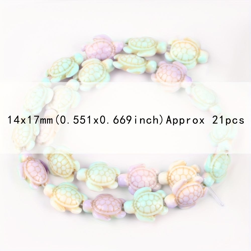 Image of 14x17mm 21pcs & Turtle Shape Turquoise Stone Beads For Jewelry Making Diy Bracelets Necklace Accessories