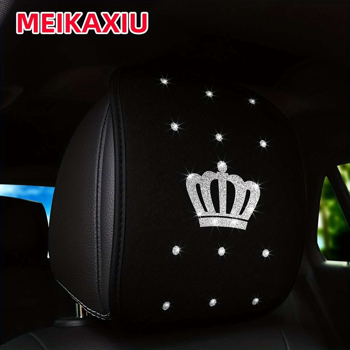 

1pc Glitter Crown Soft Fabric Car Headrest Cover Headrest Pillow Cover Anti-dirt Comfortable Car Interior Accessories Seat And Headrest Separable Car Seat Universal Female