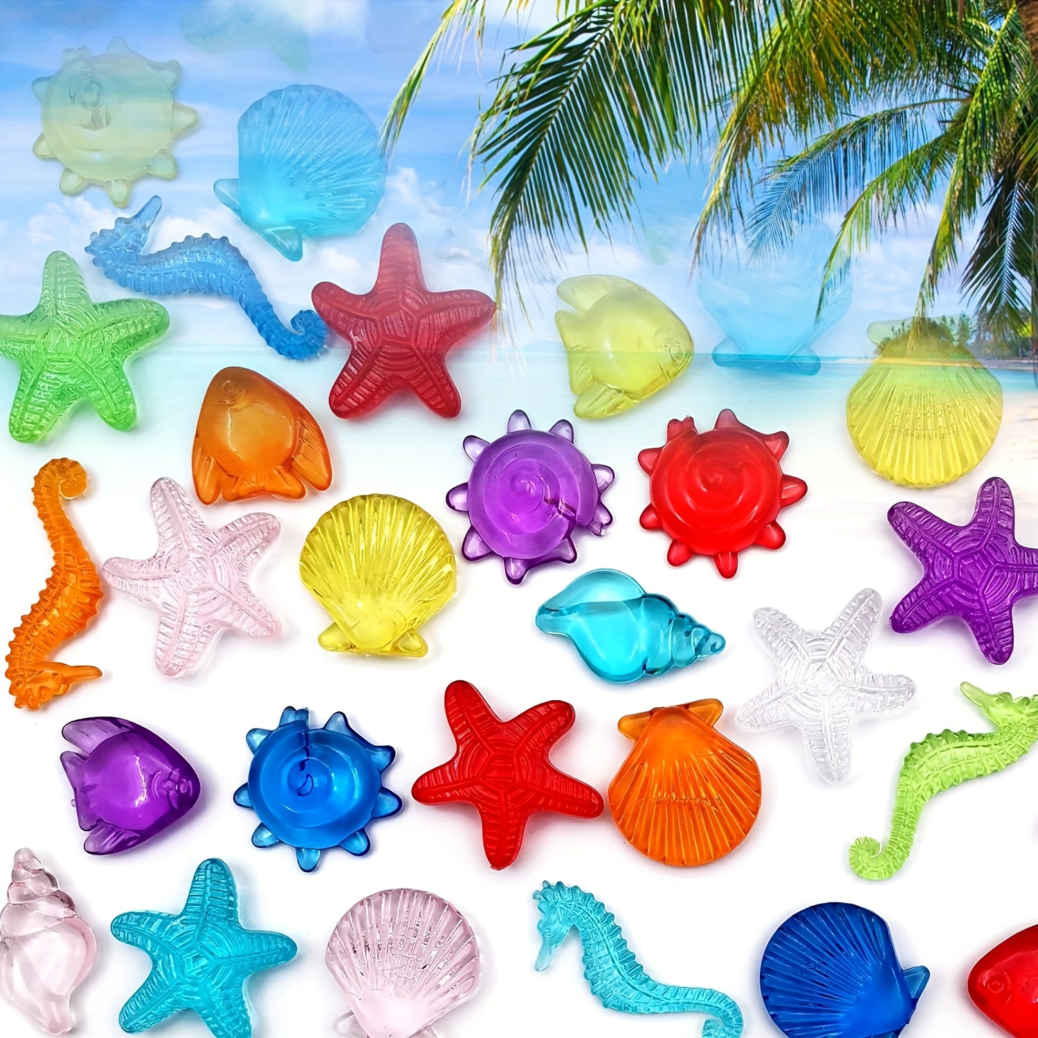 

20pcs Colorful Acrylic Shells For Beach-themed Decorations And Crafts - Perfect For Weddings, Parties, And Home Decor