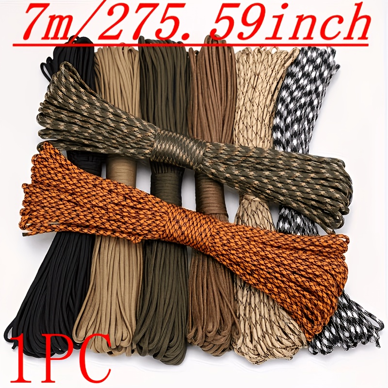 TEMU 4mm Thick Braided Tactical Cord (275.5/ 767.7/ 1141.7 Inches) For Camping, Hiking, And Diy Crafts - Choose From 3 Sizes, 44 Colors