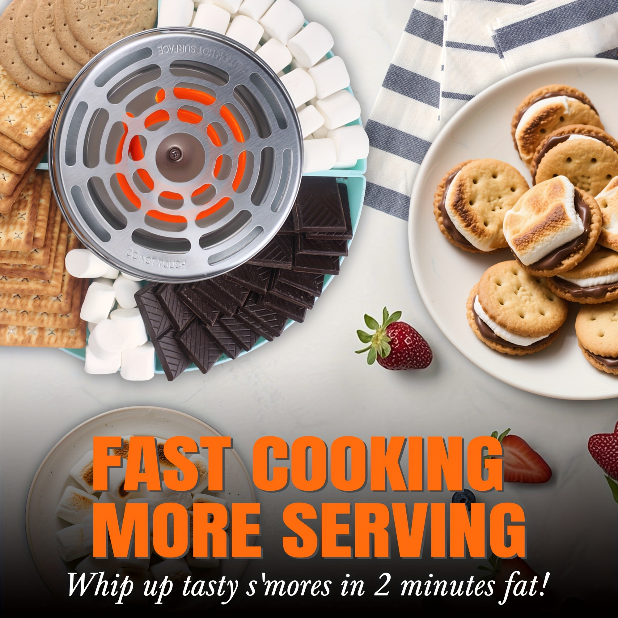 electric smores station indoor tabletop marshmallow roaster kit 4 compartment trays 4 forks included blue Product details 0