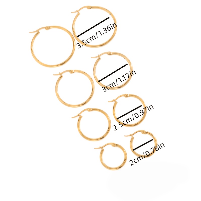 TEMU 8pcs Boucles d'oreilles créoles élégantes et raffinées en acier inoxydable 304 de haute qualité, plaqué or - Bijoux polyvalents toutes , adaptés