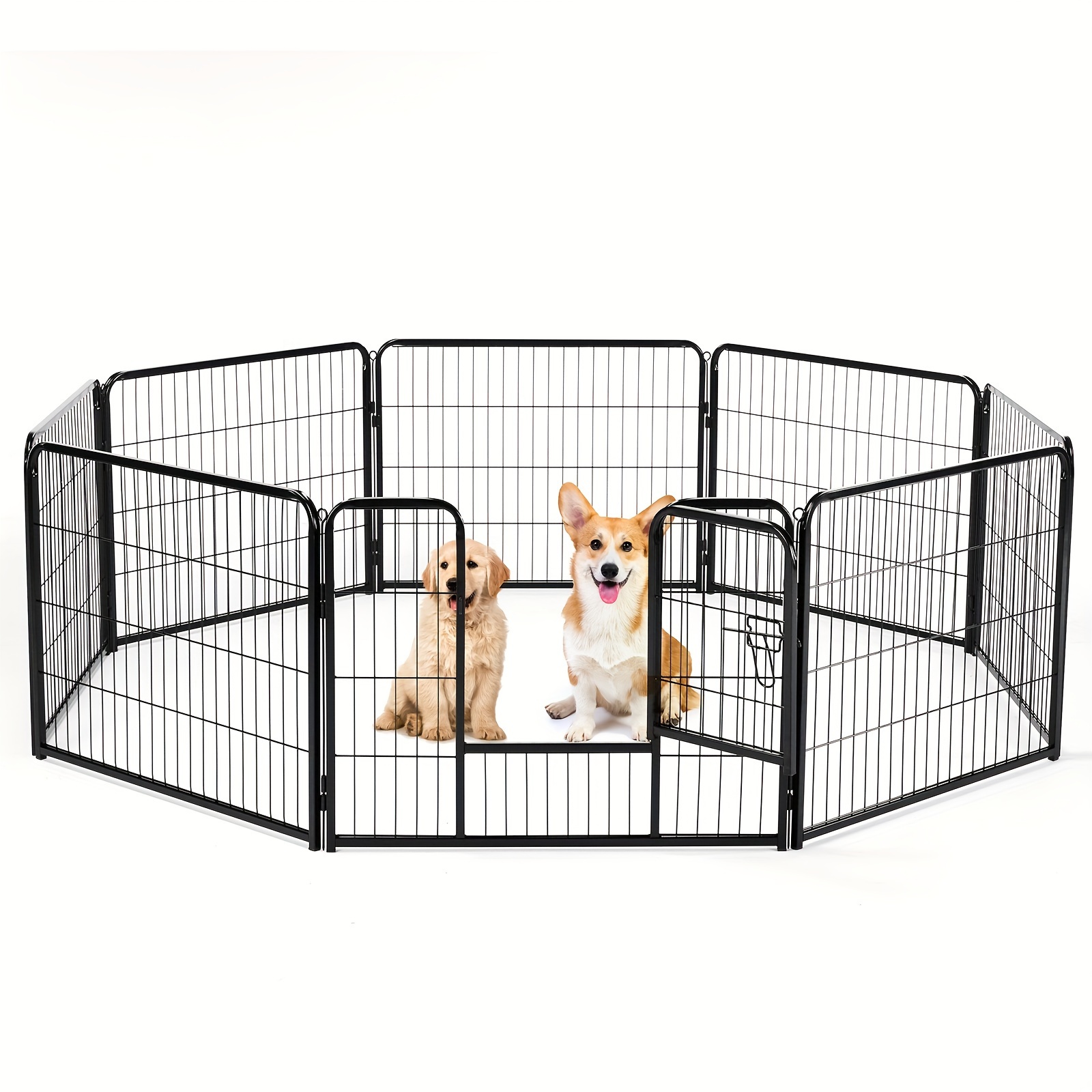 

8pcs-24 Inch Dog Indoor Fence Metal Exercise Pen With Door Small Puppy/medium/large Dogs Animal Pet For Outdoor, Garden, Yard, Rv Camping, Black