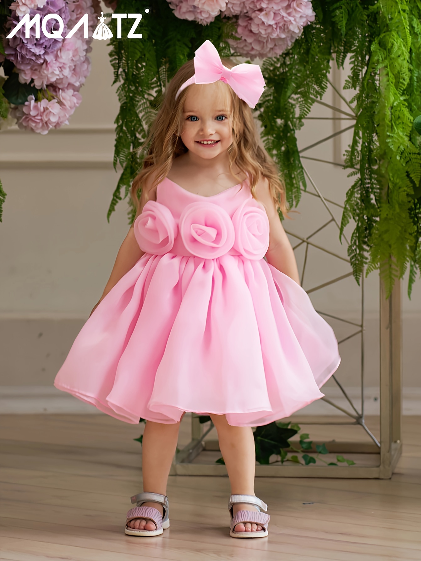 Gorgeous Gown Dress Baby Girls Birthday Party Wedding Cami Dress Kids Cute Flower Mesh Puffy Princess Dress