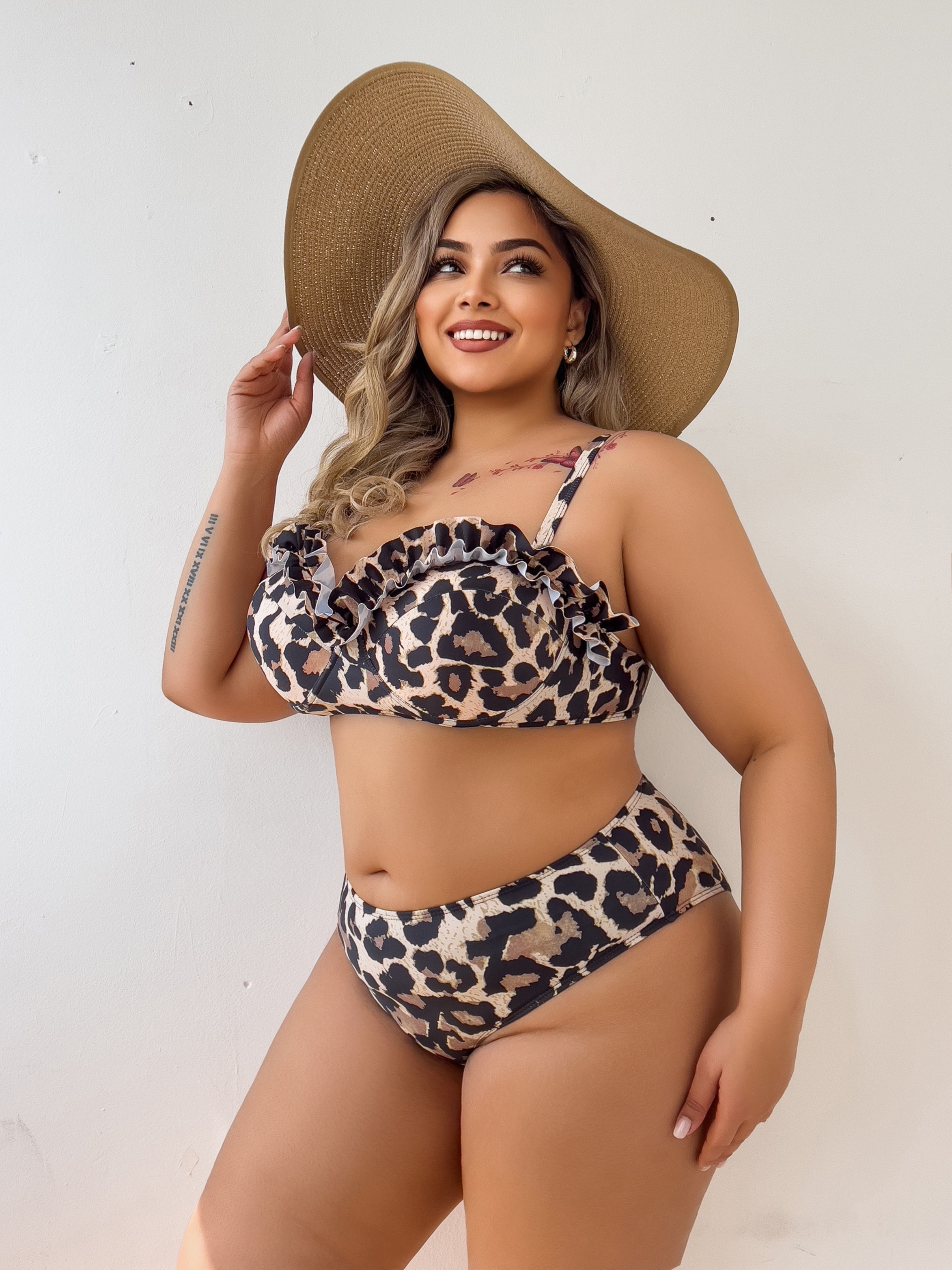 Plus size leopard print bikini deals