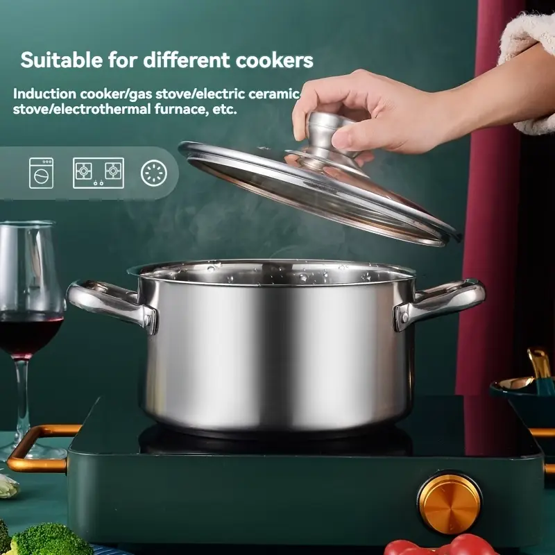 Набор посуды из нержавеющей стали 6 шт. 6pcs stainless steel cookware set легко очищается 3 кастрюли крышки для супа молока необходимые вещи идеальный подарок комплект детали 4