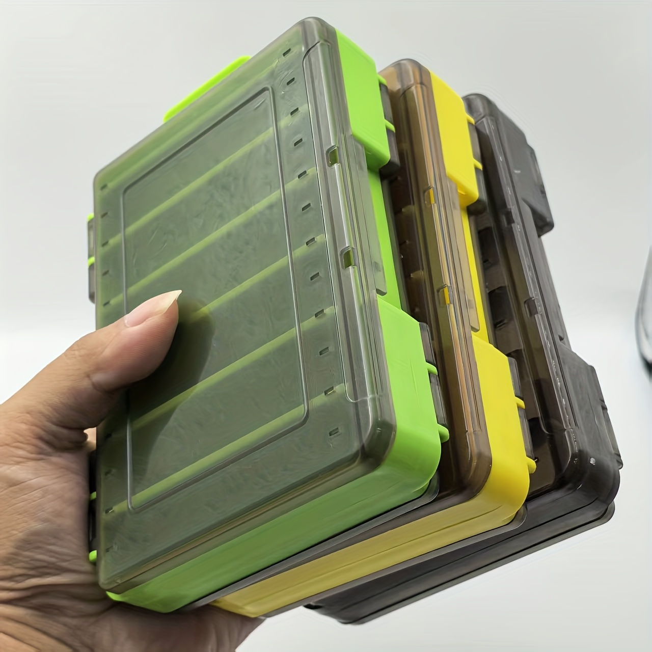 E-shop 3er-Pack Doppelseitige Tackle Box, 12-Fach Design - Wasserdichtes und Robustes PP Material, zur Aufbewahrung von Ködern, Haken & Zubehör -