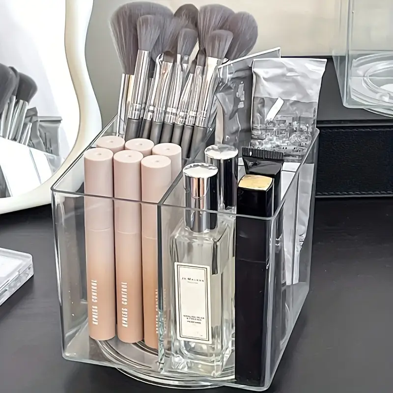 1pc storage for makeup rotating makeup brush bucket makeup storage box pen holder multifunctional desktop storage box dressing table storage desktop storage stationery storage office storage bedroom storage transparent plastic rotatable Product details 3