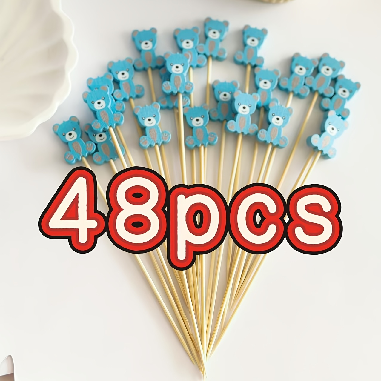 Image of 48pcs Bamboo Skewers Suitable For Appetizers, Charcuterie Boards, Bbq, Fruit, Drinks - Mini Toothpick Sticks For Parties, Sandwiches, Cheese Boards - Grain Mini