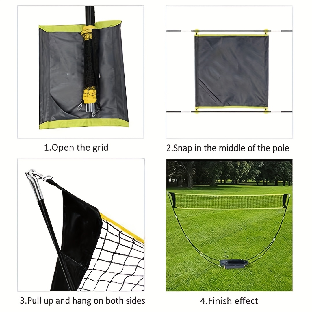 5pcs Portable Badminton Net Set with Quick Setup System - Foldable Outdoor/ Game Net, Heavy-Duty Frame & Wind-Resistant Net, Lightweight for easy Transport, No Tools/Stakes/Complex Setup - All-in-One Kit for Backyard, Beach,