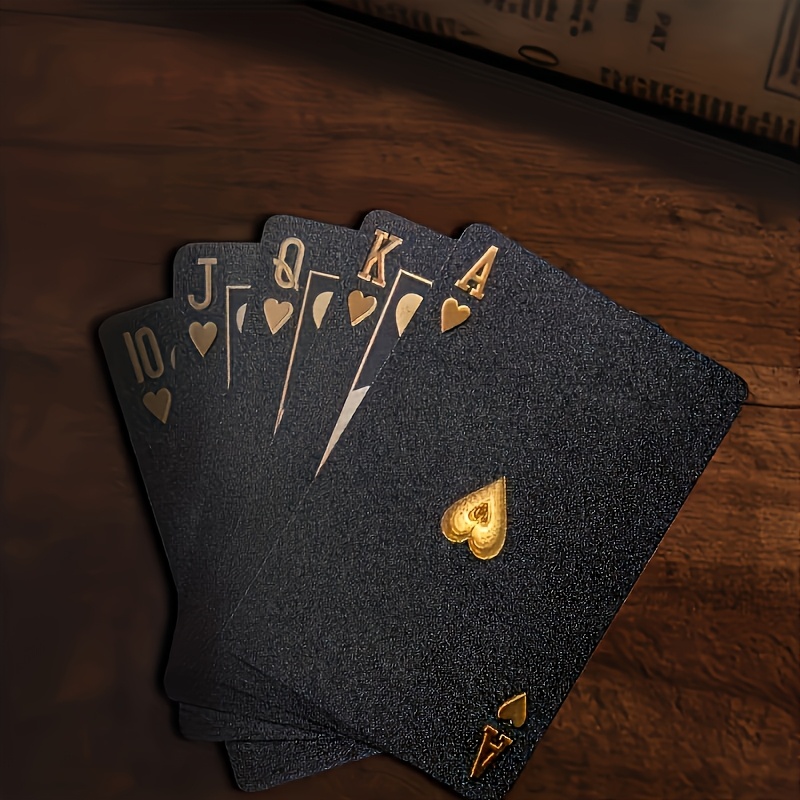TEMU Waterproof Black & Playing Cards - Plastic Deck For Tabletop Games