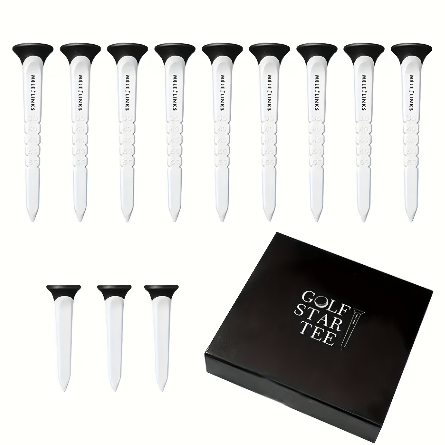 TEMU 12 pièces Tee de - Plastique Premium avec Marques de Mesure, Outil d'Entraînement Précis pour Swing, Accessoire Durable pour Passionnés et