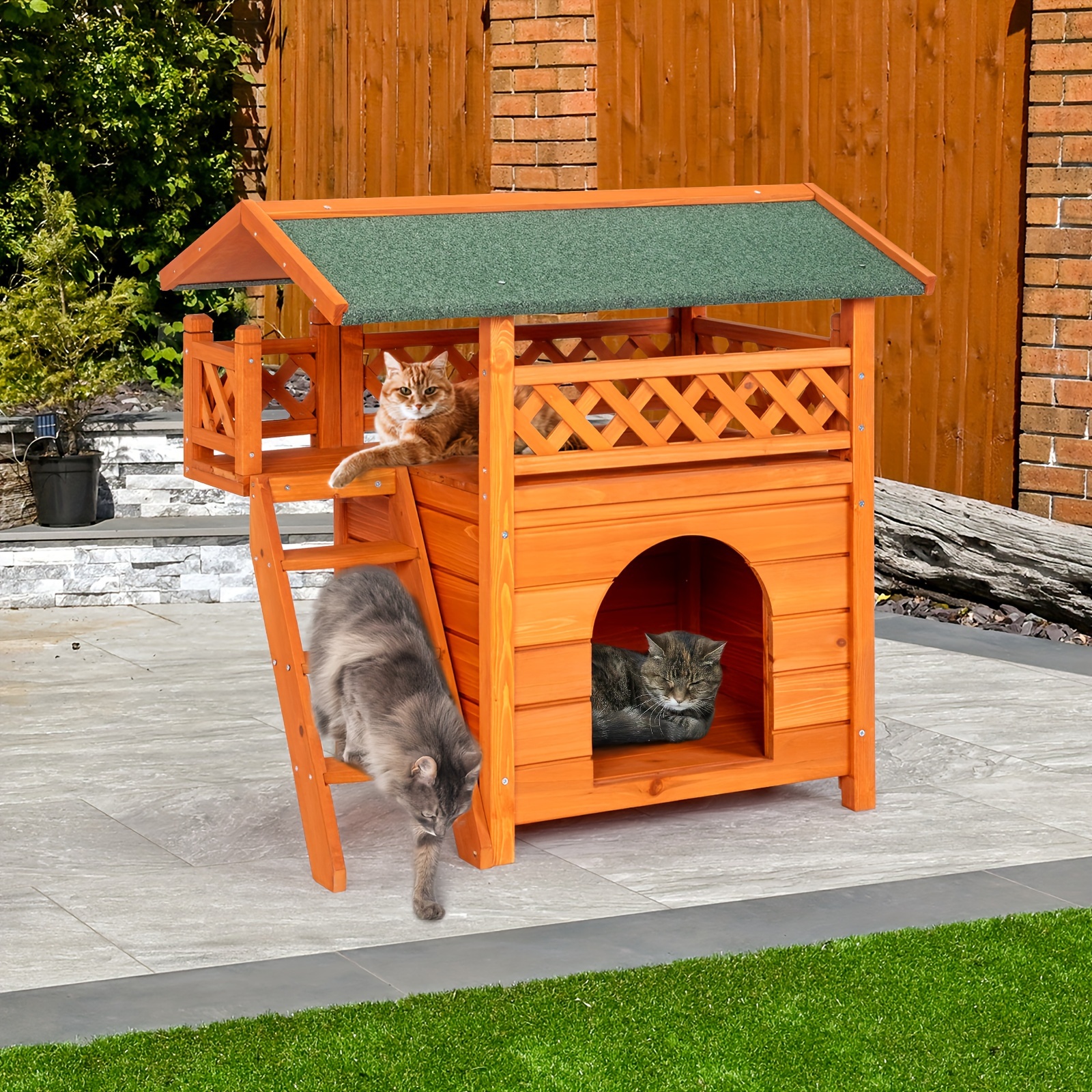 2 story Wooden Feral Cat House Outdoor Indoor Kitty Houses - Temu